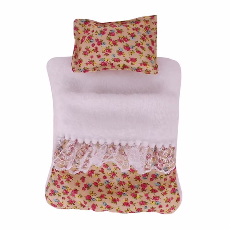 Saco de dormir Labubu para muñecas de 17cm, diseño bonito, suaves edredones para muñeca, almohada, estilo de encaje con flor, fresa, accesorios para muñecas, juguetes de decoración. - Image 2
