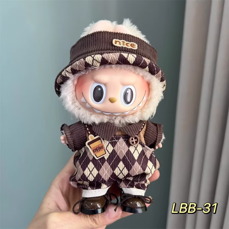 41 variedades para el juego de ropa de muñecas Labubu Mini de 15 cm y 17 cm con sombrete, ropa de muñecas Labubu II, y accesorios para muñecas cultivo sentada P - Image 4