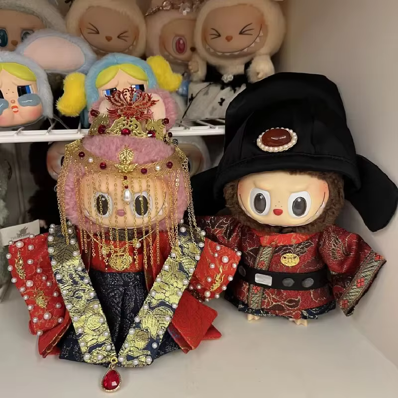 Muñeca de 17 cm de ropa de Labubu, vestido de novia de Zimomo Labubu, atuendo antiguo de Mokoko, accesorios de muñeca Labubu.