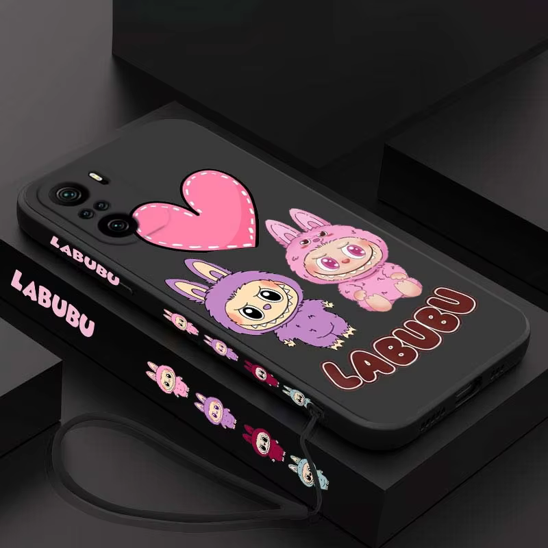 Funda L-labubu para teléfono de dibujos animados en promoción más funda protectora de teléfono para Xiaomi Redmi Note 14 13 12 11 10 9 8 Pro Plus 4G 5G con soporte de dibujos animados
