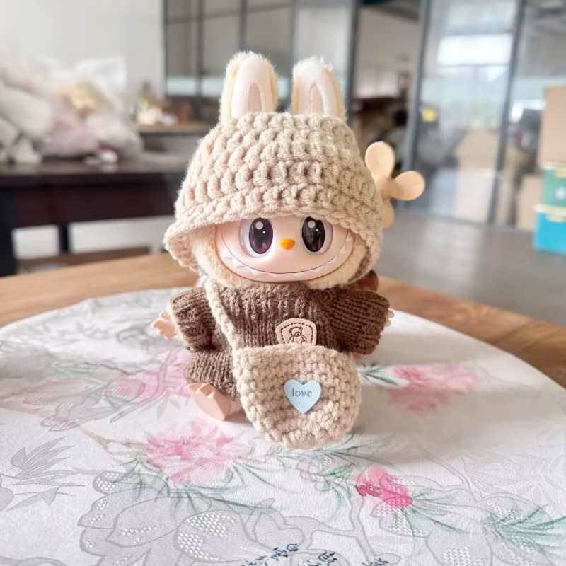 Colección para Navidad de muñeca LABUBU - Vestimenta de Año Nuevo Popmart, traje y complementos de felpa hechos a mano | Regalos de Navidad para coleccionistas