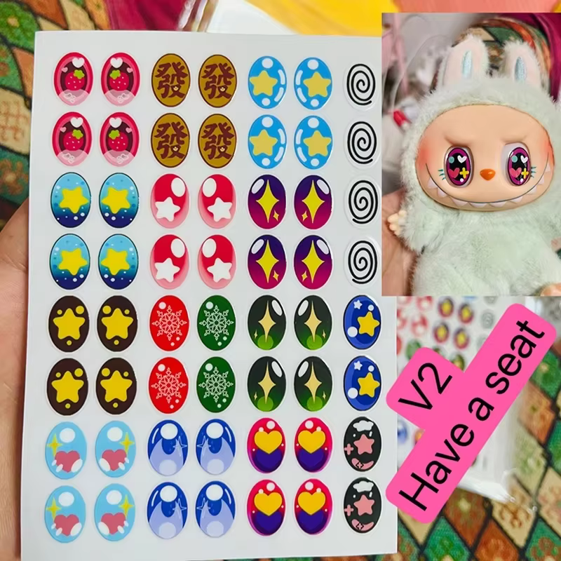 16 pares de pegatinas de ojos para Labubu, pegatinas de ojos para muñecas, accesorios personalizados para muñecas, vinilo para muñecas, utensilios cosméticos caseros, deliciosas pegatinas de ojos, exquisitas pegatinas de ojos.