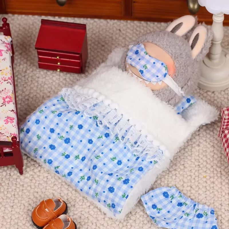 Incluye muñeca Labubu con la cama, 2 mantas, manta de dormir, muñeca Kawaii BJD 1/12, accesorios de muñeca de maqueta y accesorios de muñeca. - Image 3