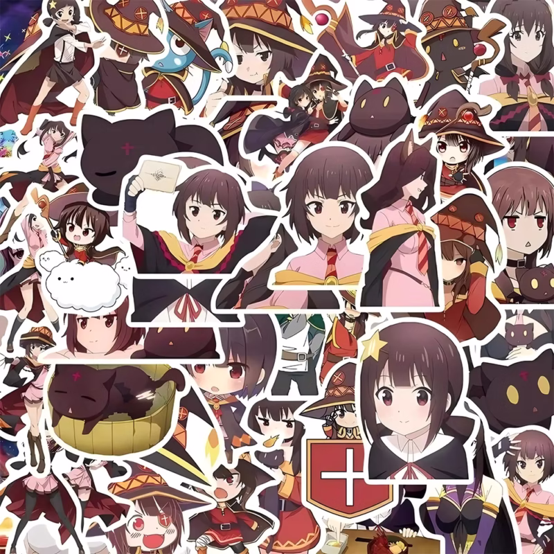 10/30/50 Unidades Anime KonoSuba: ¡La Bendición de Dios en Este Maravilloso Mundo! Adorables calcomanías del personaje Megumin para teléfono y dispositivos portátiles - Image 2