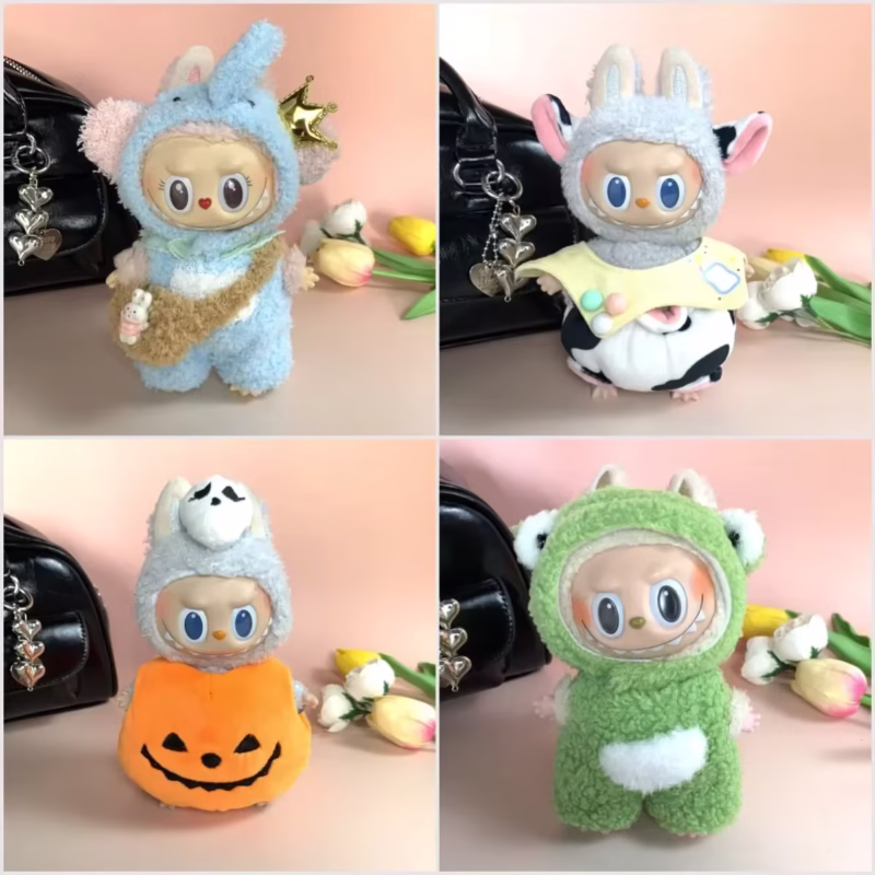 El Labubu Muñeca de 17 cm con llavero Gen 1 y 2 de caja ciega Vestido de vinilo con figura - Conjunto de atuendo