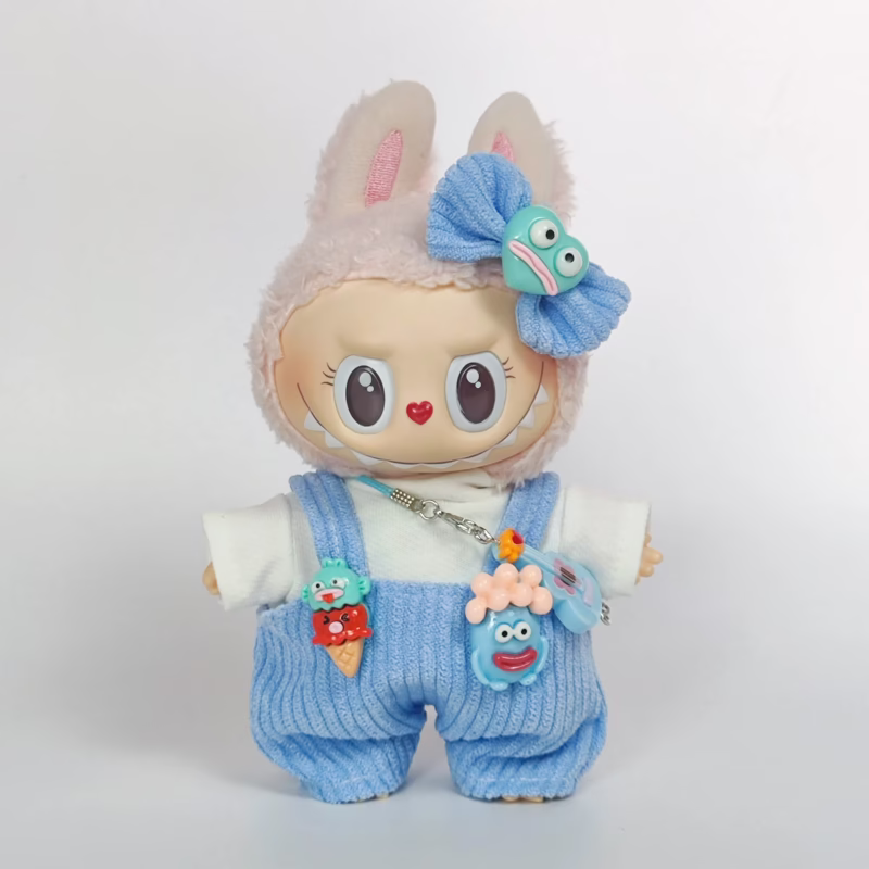 Conjunto de vestido elegante para muñecas de 17 cm con Labubu V1 V2, muñeca ídolo, impresionante atuendo inspirado en macarons con accesorios complementarios.