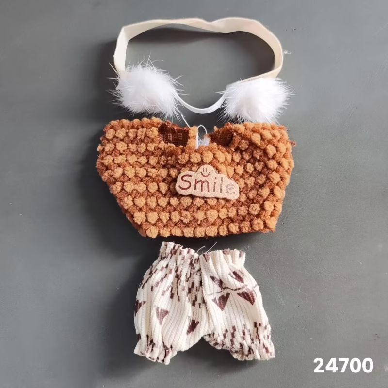 Conjunto de vestidos para muñecas Labubu, Labubu V1 V2, tops de terciopelo rosa modernos con tirantes y detalles de conejito y cereza, muñeca de peluche, regalo para niñas, manualidades - Image 2
