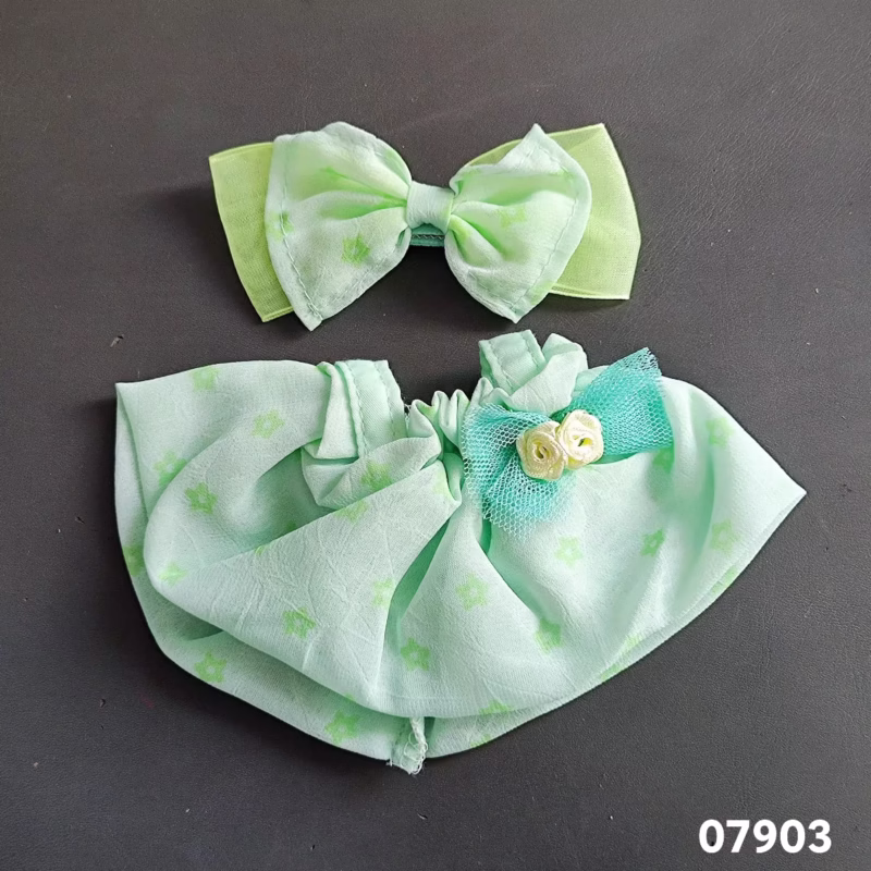 Conjunto de ropa para muñeca Labubu V1 V2 de 17 cm, falda con plantilla de estrella verde, clip de lazo para el cuerpo, traje de muñeca, regalo para 6 años y más, DIY, y joyas de muñeca