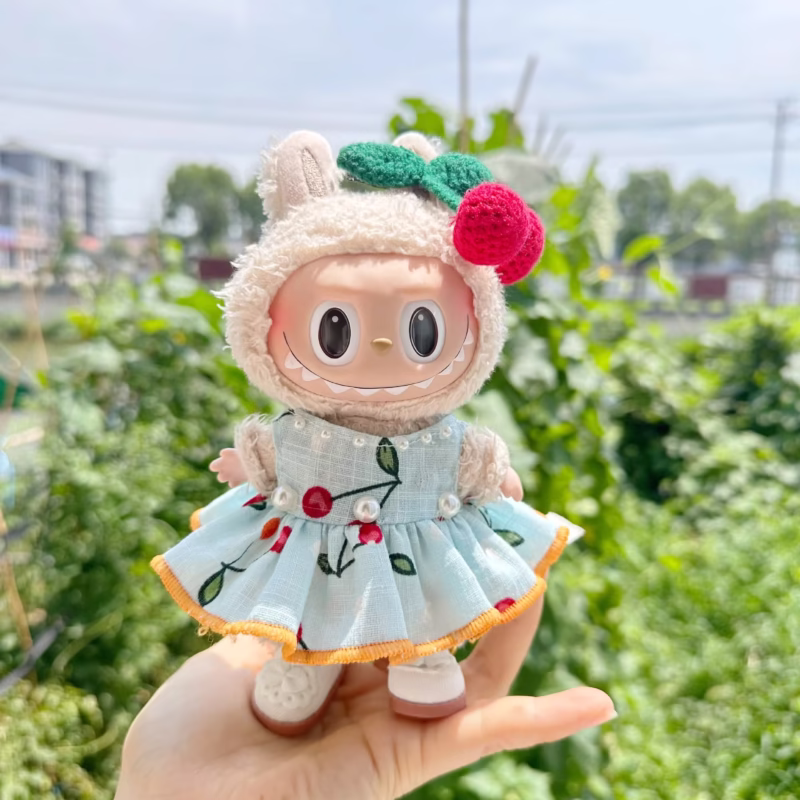 Ropa sola, complementos para muñecas de peluche, ropa para muñecas de 17 cm, preciosos regalitos para niñas, conjunto de falda de cereza.