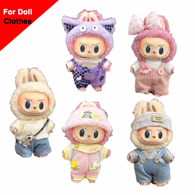 Descubre la muñeca Labubu cuya tamaño es de 17 cm y presenta una encantadora colección de accesorios Exo y moda Kpop coreana