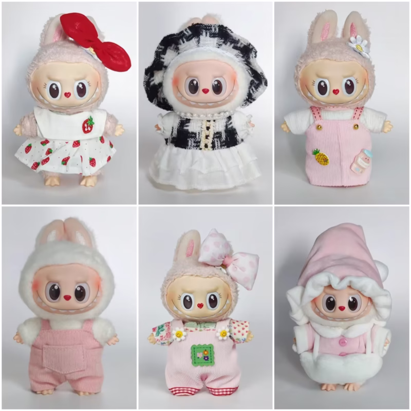 Ropa para niños Labubu pequeña, 15 ‘ 17 cm, colgante Labubu, juguete de peluche, conjunto de vestido para muñecas, accesorios y juguetes.