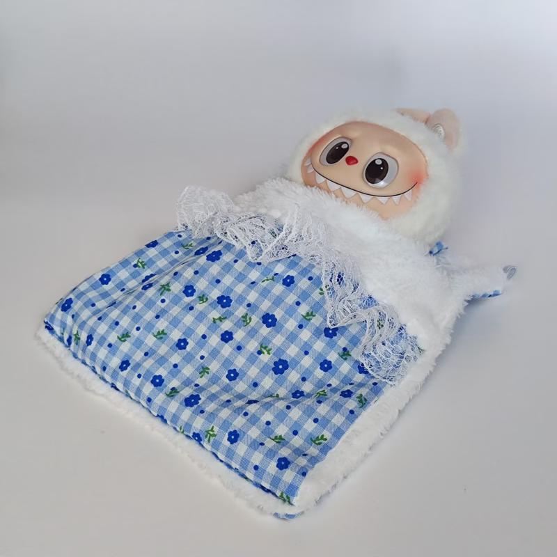 Juego de cama Labubu para muñecas de 17 cm, mini almohada y manta de lino, colección de accesorios para muñecas Kawaii, regalo - Image 4
