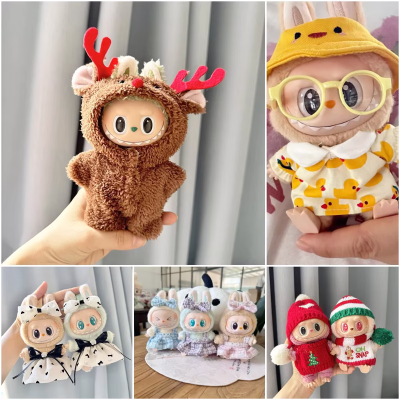Muñecas Labubu I II Idol, 17 cm, muñecas mini de peluche Kpop Exo Idol de Corea, ropa de bricolaje, accesorios, regalos.