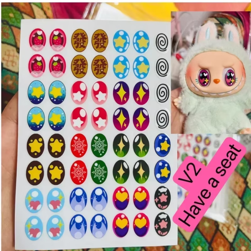 Para calcomanías DIY de maquillaje Labubu V1V2V2V2 de 17 cm, calcomanías personalizadas para manos, color frío, potente, sofisticado, adhesivas para ojos.