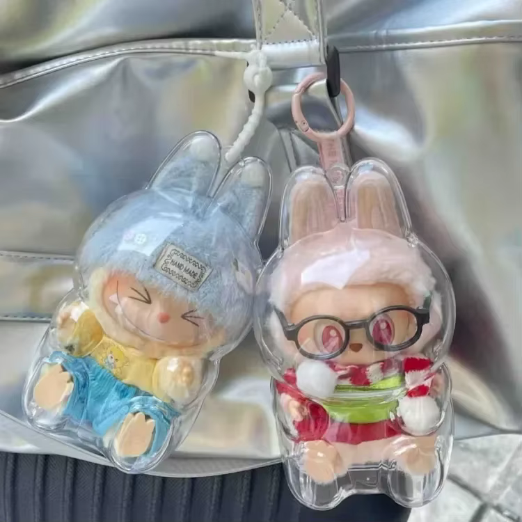 Para Labubu, protector y organizador, junto a un adorable elfo. Bolsa de exhibición de peluches, caja de almacenamiento portátil micro, caja de almacenamiento portátil mini.