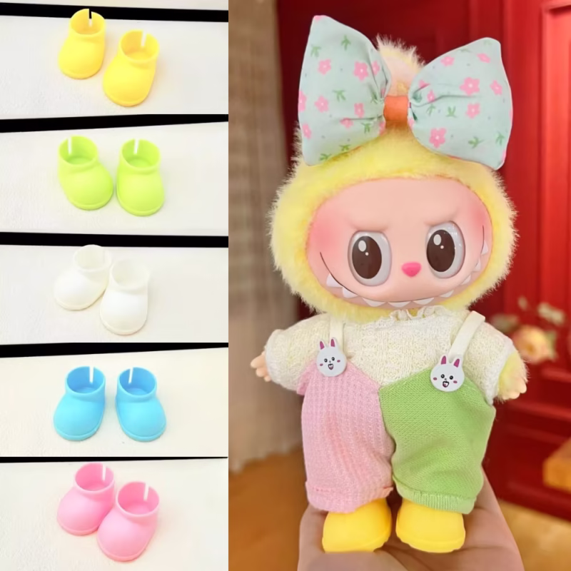 Labubu Mini Vestimenta para minis dolls, accesorios para muñecas de 15-17cm, Vestimenta Labubu, botas de lluvia para muñecas, zapatos de lluvia, ropa de lluvia