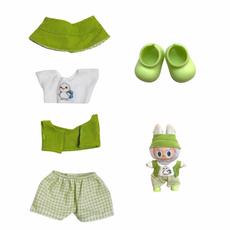 Vestimenta para Labubu Vestimenta de muñeca de peluche de 15-17 cm, equipo de jardinero con llavero portátil, conjunto de traje de jardinero con llavero portátil - Image 4