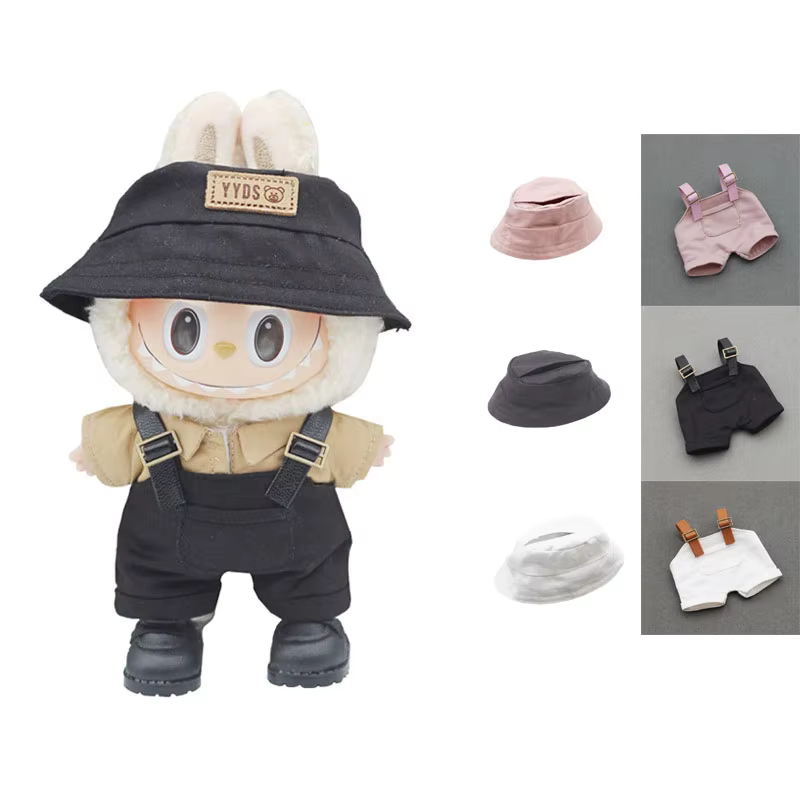 Para Mini vestimenta de 17cm, complementos para Labubu V1 V2, monos de rayas, sombreros, gafas, zapatos, ropa elegante y refrescante, obsequio.