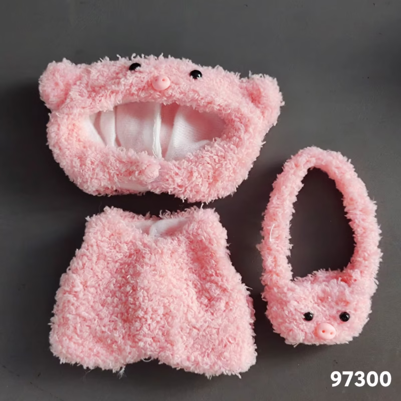 Conjunto de vestidos para muñecas Labubu, Labubu V1 V2, tops de terciopelo rosa modernos con tirantes y detalles de conejito y cereza, muñeca de peluche, regalo para niñas, manualidades - Image 4