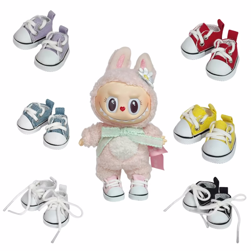 Zapatillas con hebilla 'Labubu' - una caja sorpresa de 17 cm con zapatos de muñeca intercambiables.