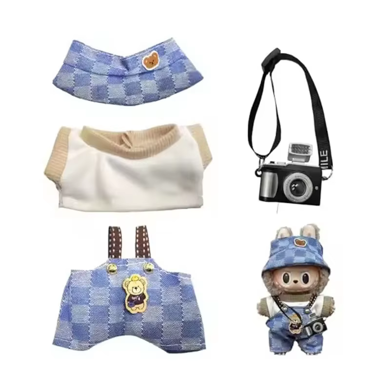 La ropa Gxlaihly para una muñeca de 17 cm, el Traje de Piloto, es un conjunto que complementa a la muñeca Labubu de 17 cm. Estilo contemporáneo de fachada