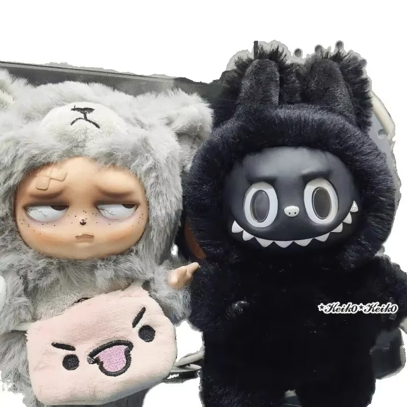 Coleccionar para niños Set de vinilo con cola Chibi Labubu Para Chibi Labubu, fripe de forma graciosa con nariz blanca. Para y con nariz de color negro./Su nariz es de color negro