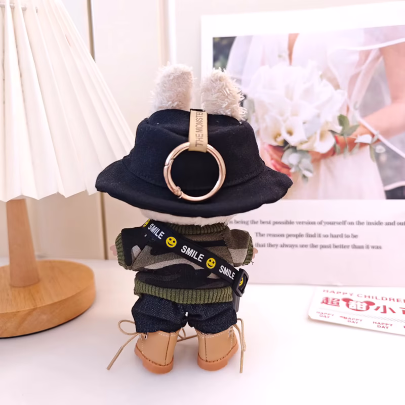 Para Mini vestimenta de 17cm, complementos para Labubu V1 V2, monos de rayas, sombreros, gafas, zapatos, ropa elegante y refrescante, obsequio. - Image 3