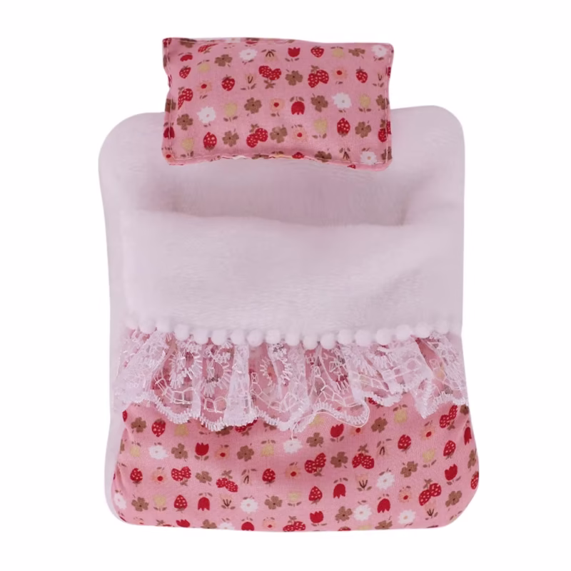 Saco de dormir Labubu para muñecas de 17cm, diseño bonito, suaves edredones para muñeca, almohada, estilo de encaje con flor, fresa, accesorios para muñecas, juguetes de decoración. - Image 4