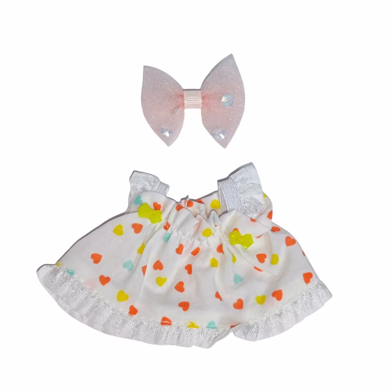 Labubu 1ra Gen y 2da Gen Llavero Pullbu Sit-Sit + Conjunto de vestido de muñeca y falda Kawaii - Image 4