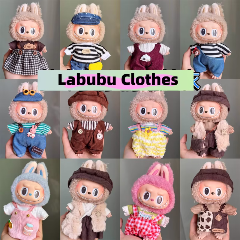 41 variedades para el juego de ropa de muñecas Labubu Mini de 15 cm y 17 cm con sombrete, ropa de muñecas Labubu II, y accesorios para muñecas cultivo sentada P