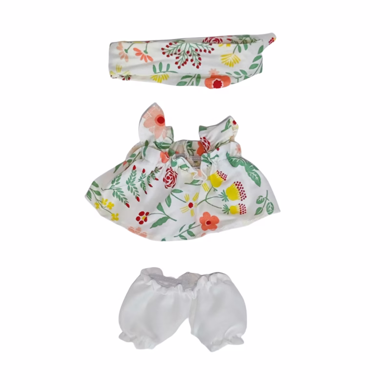 Labubu 1ra Gen y 2da Gen Llavero Pullbu Sit-Sit + Conjunto de vestido de muñeca y falda Kawaii - Image 3