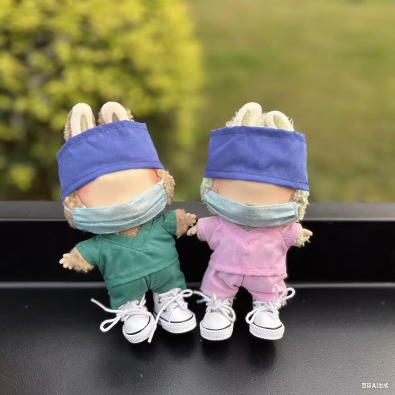 Este conjunto incluye uniforme médico de lujo compatible con uniformes de muñeca Labubu de 17 cm, ropa de diseñadores de lujo para muñecas, juguetes de peluche y accesorios para muñecas. - Image 3