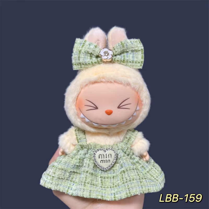 Falda hecha a medida para muñequeras Labubu de 17 cm de altura, encantador conjunto de falda para accesorios de ropa de peluches, hecha a mano, regalo. - Image 2