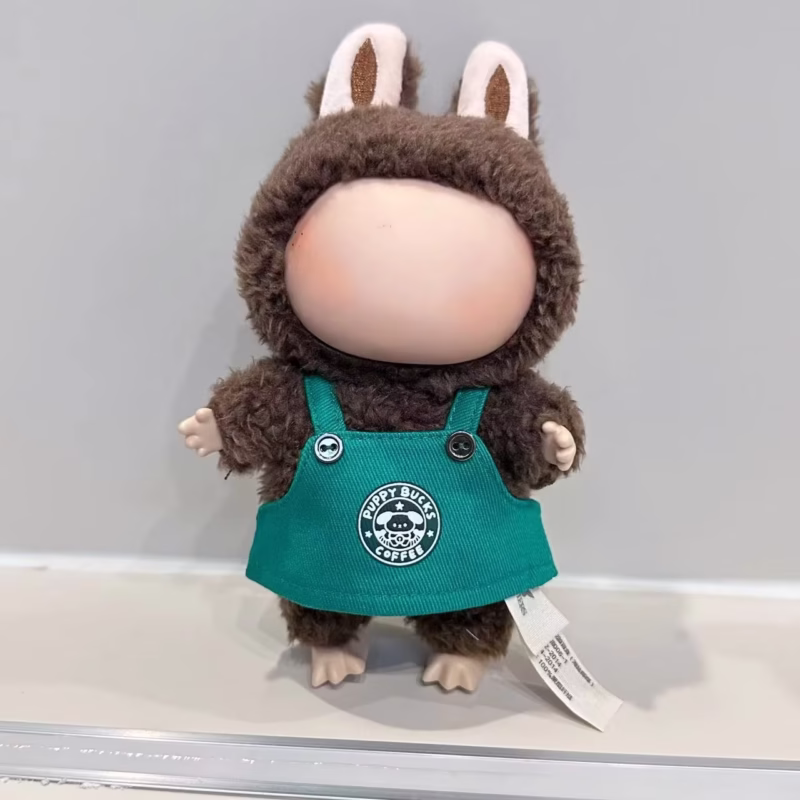 Lafufu-vestimenta para una muñeca de 17cm, complementos para vestir a monstruos, ropa, calzado de café verde de dibujos animados, muñecas de 17cm que pueden ser utilizadas.