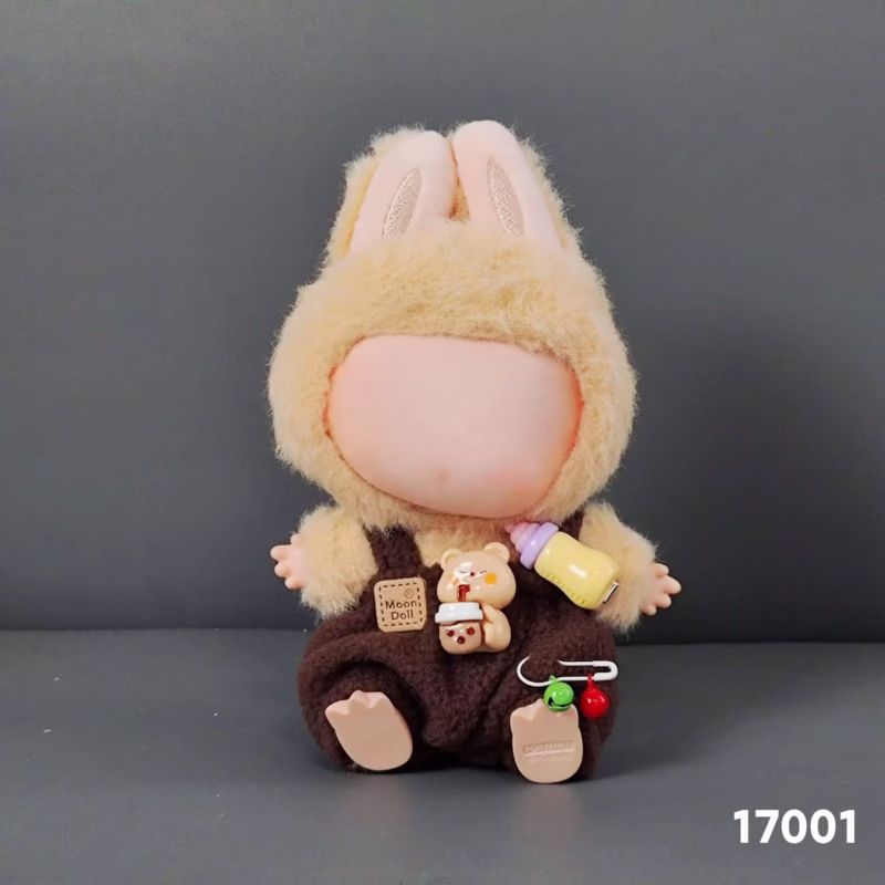 Ropa de regalo para niños a partir de 3 años, ropa para muñecas de 17 cm, ropa elegante para muñecas, monos morados súper suaves con capucha y botellas de forma muñecas