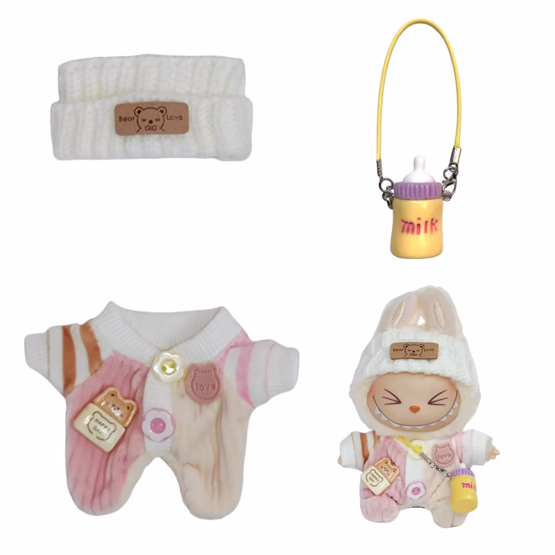 Disfraz mini inspirado en KPOP para muñecas Labubu de 17 cm. Conjunto mini KPOP para muñecas de peluche Labubu de 17 cm. - Image 3