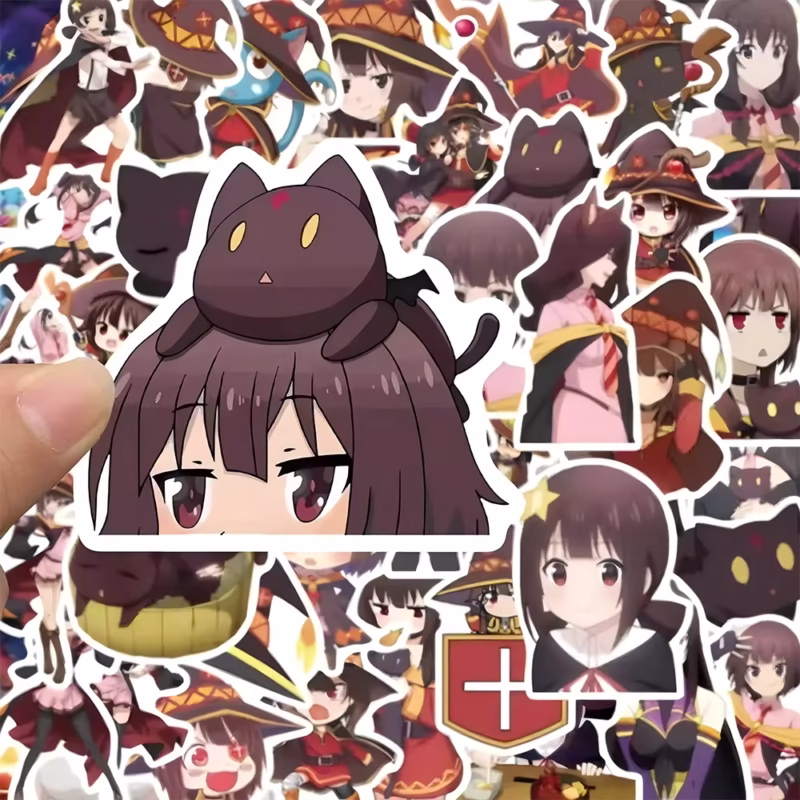 10/30/50 Unidades Anime KonoSuba: ¡La Bendición de Dios en Este Maravilloso Mundo! Adorables calcomanías del personaje Megumin para teléfono y dispositivos portátiles - Image 3
