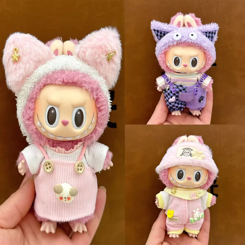 Ldoc Exo Labubu, muñeca de peluche de 17 cm, muñeca Kpop, muñeca mini flexible, camiseta, ropa y set de regalo