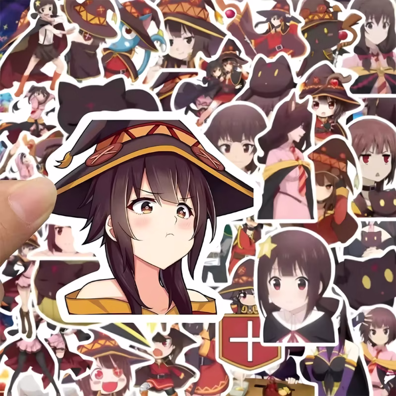 10/30/50 Unidades Anime KonoSuba: ¡La Bendición de Dios en Este Maravilloso Mundo! Adorables calcomanías del personaje Megumin para teléfono y dispositivos portátiles