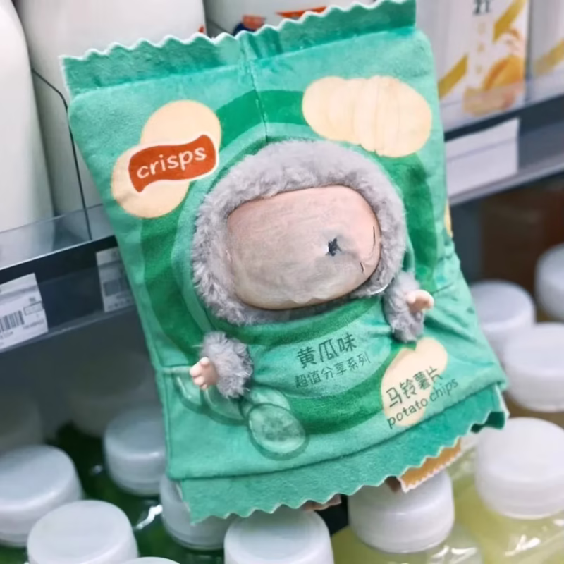 Toffee para Labubu, monstruos plegables, muñeca, bolsa de papas fritas, ropa de animación, latido del corazón