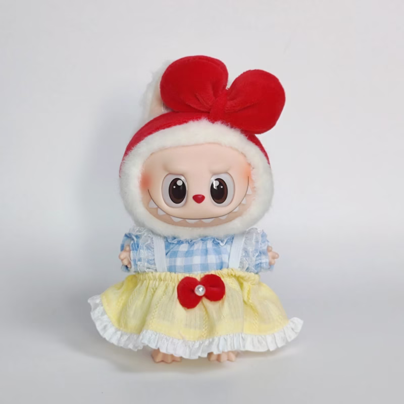 Ropa para muñecas de Labubu, con un llavero, un vestido sin mangas hecho de tela de cereza fresca de verano.