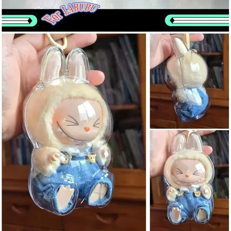 Muñeca LABUBU 2025 con protector transparente, cubierta a prueba de polvo, accesorios para muñeca Macaron de Popmart Bubble Mart