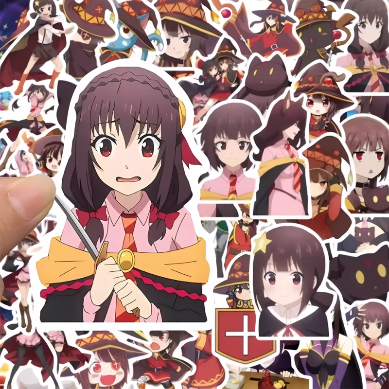 10/30/50 Unidades Anime KonoSuba: ¡La Bendición de Dios en Este Maravilloso Mundo! Adorables calcomanías del personaje Megumin para teléfono y dispositivos portátiles - Image 4