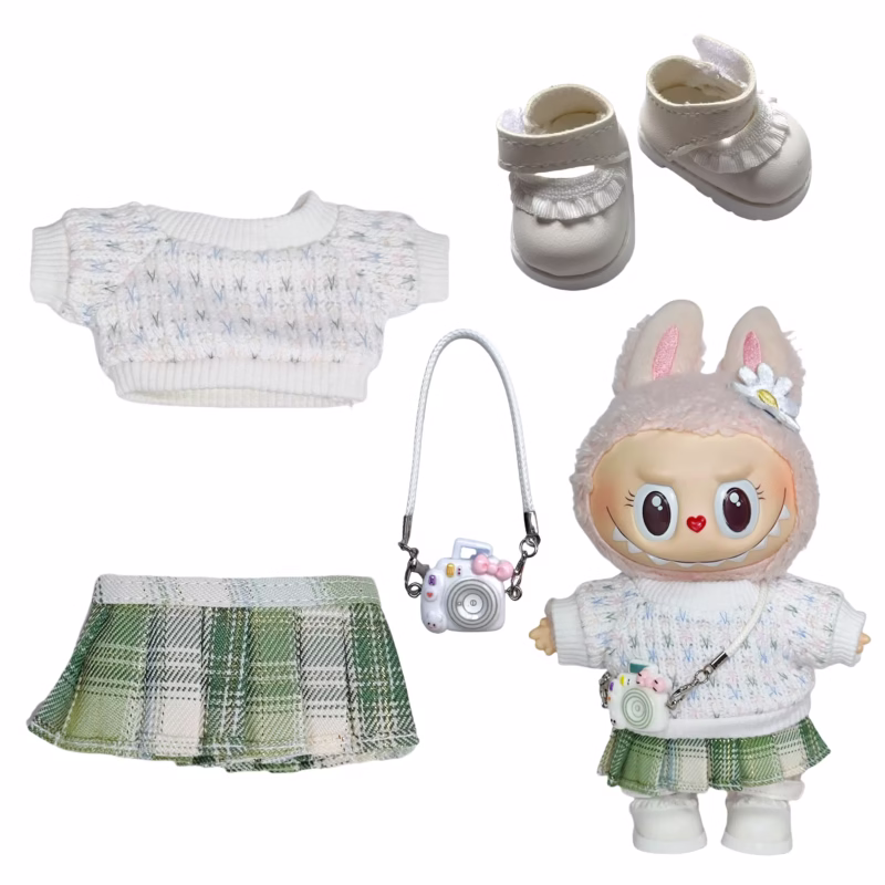 Mini peluche muñeca ropa atendiendo accesorios para Corea Kpop Exo 15 17cm Chaleco set uniforme Labubu Idol V1 V2 regale.