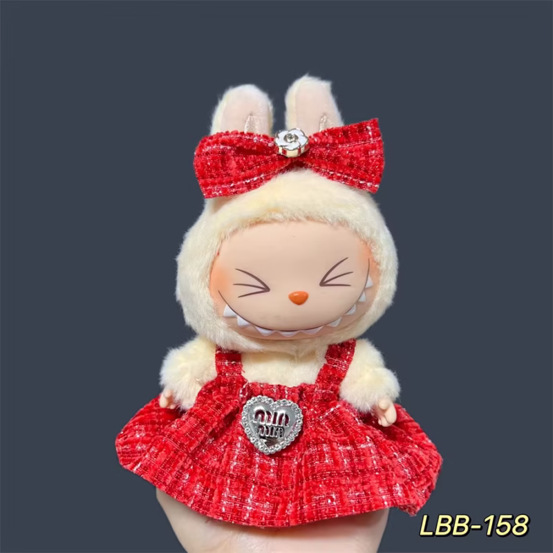 Falda hecha a medida para muñequeras Labubu de 17 cm de altura, encantador conjunto de falda para accesorios de ropa de peluches, hecha a mano, regalo. - Image 3