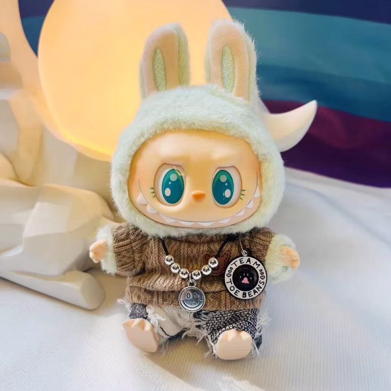Ropa de moda para muñecas Labubu II Idol para eventos sentados, adorable traje de piel mini, accesorios de ropa Kpop Exo, 17 cm de altura. - Image 2