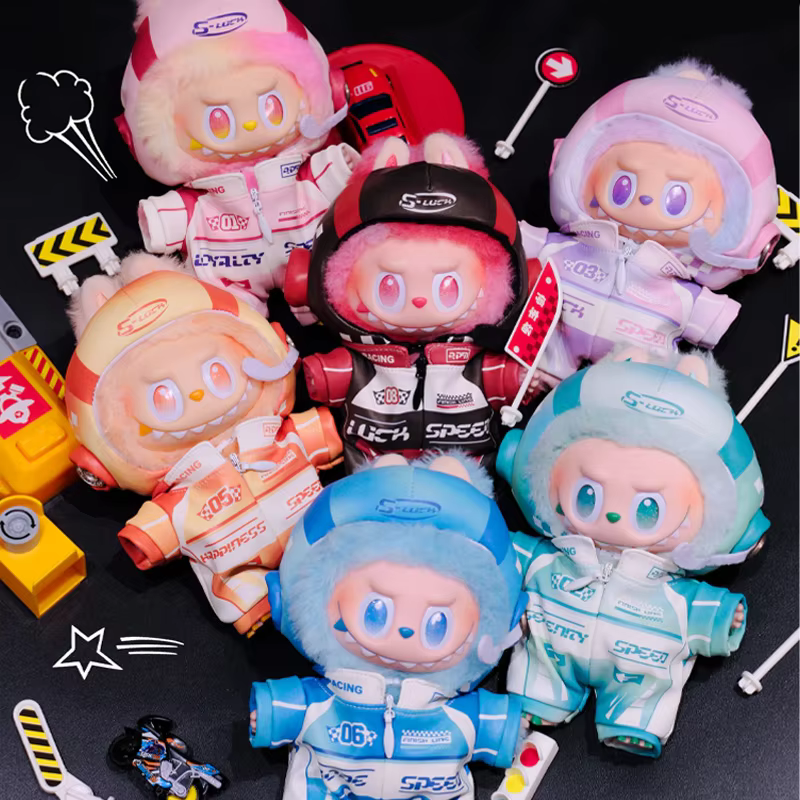 Vestimenta de competencia F1 para una muñeca de juguete Labubu, 6 colores, Hip Hop V1 V2 V2, complementos de ropa para muñeca, casco de 17CM