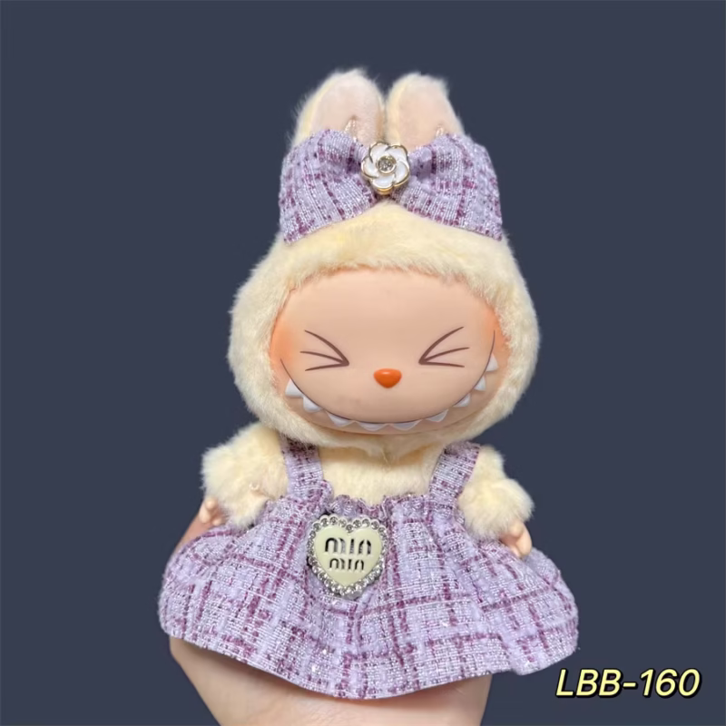Falda hecha a medida para muñequeras Labubu de 17 cm de altura, encantador conjunto de falda para accesorios de ropa de peluches, hecha a mano, regalo. - Image 4