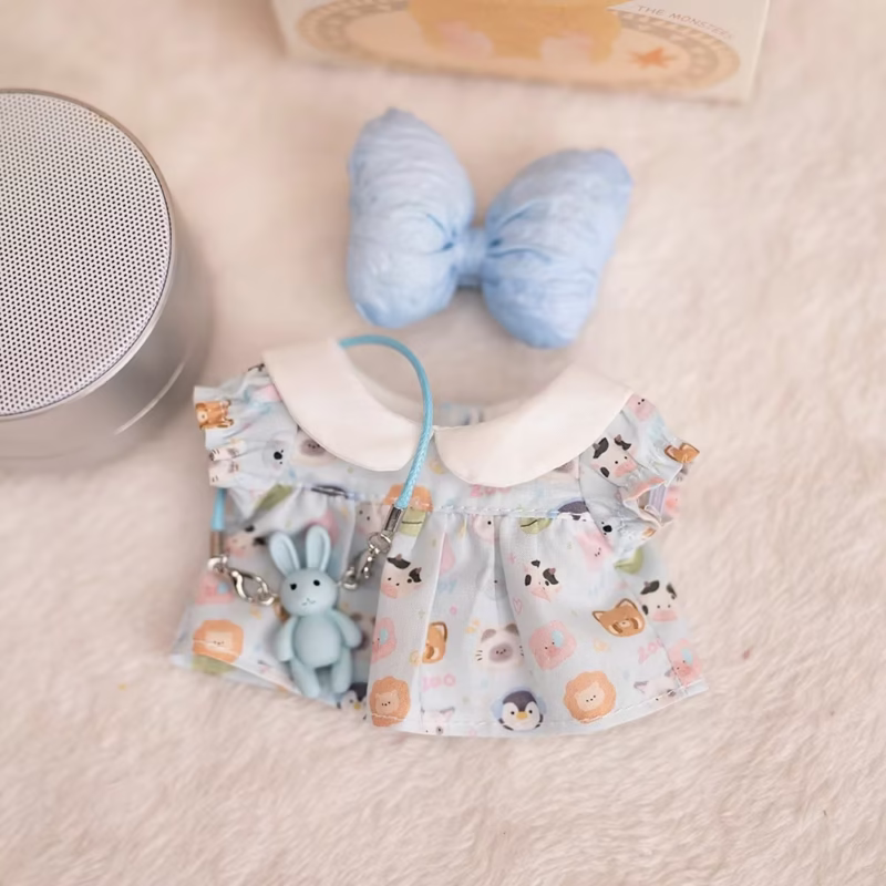 Abrigo de peluche para niños Labubu de 17 cm, muñeca de goma burbujeante de patchwork a cuadros. - Image 2