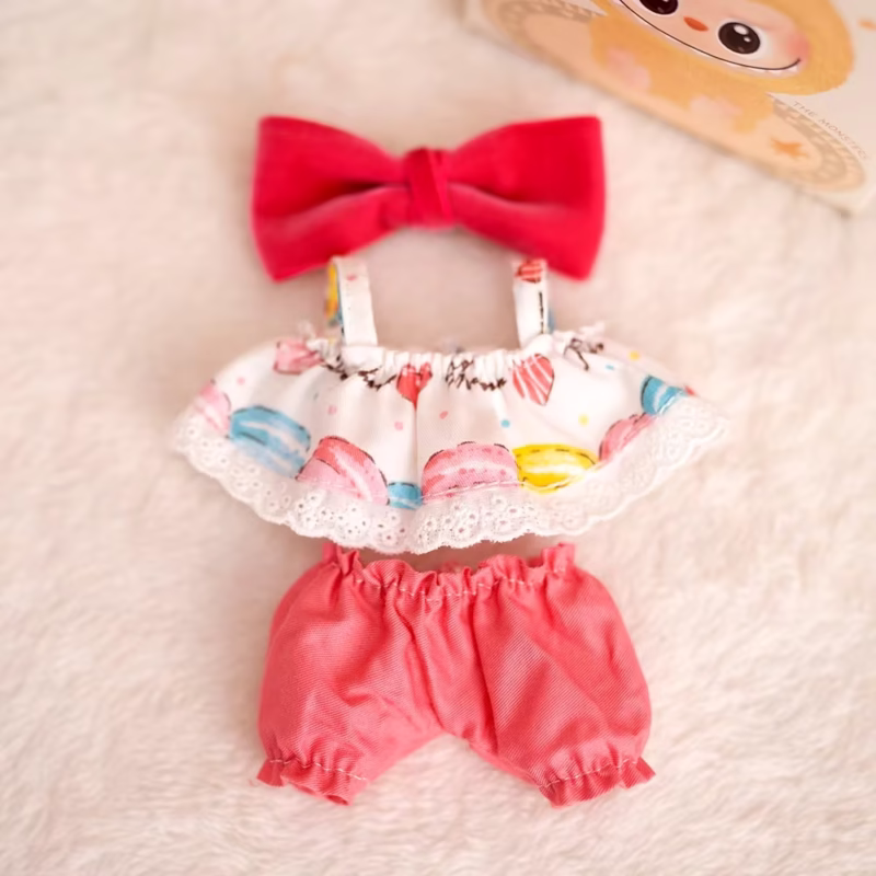 Abrigo de peluche para niños Labubu de 17 cm, muñeca de goma burbujeante de patchwork a cuadros. - Image 4